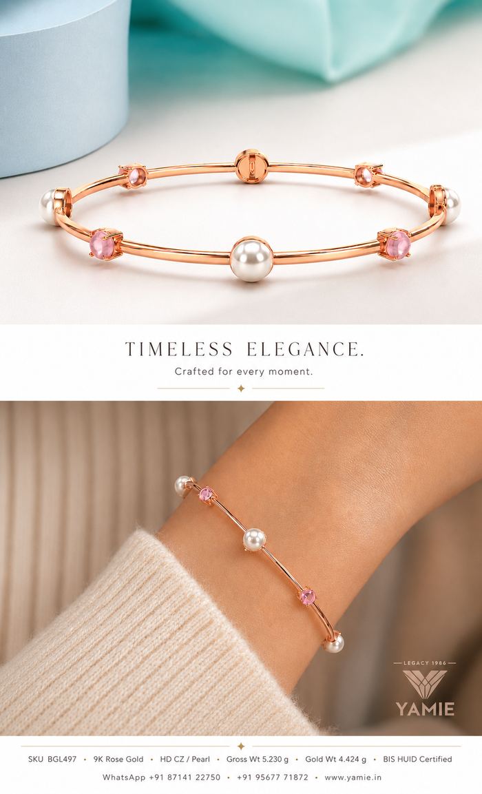 Pearl & Pink Stone Bangle