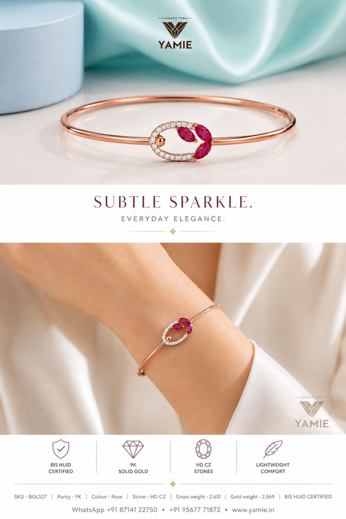 Ruby Leaf Oval Bangle