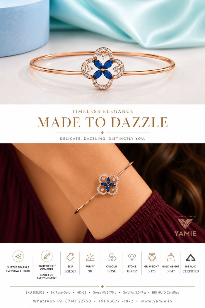 Sapphire Clover Bangle